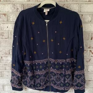 Knox Rose Women's Full Zip Decorative Jacket Size Large